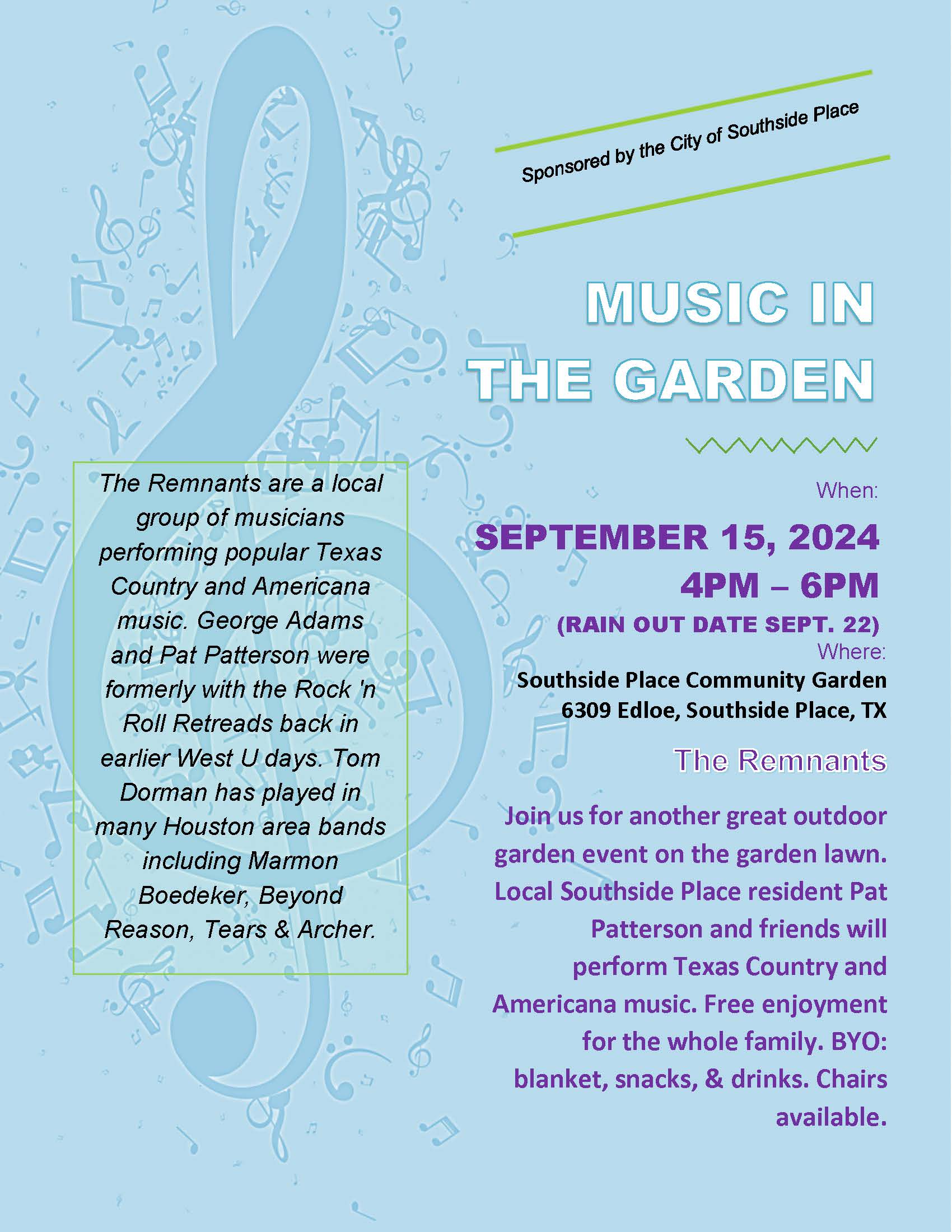 Music in the garden flyer September 15 2024
