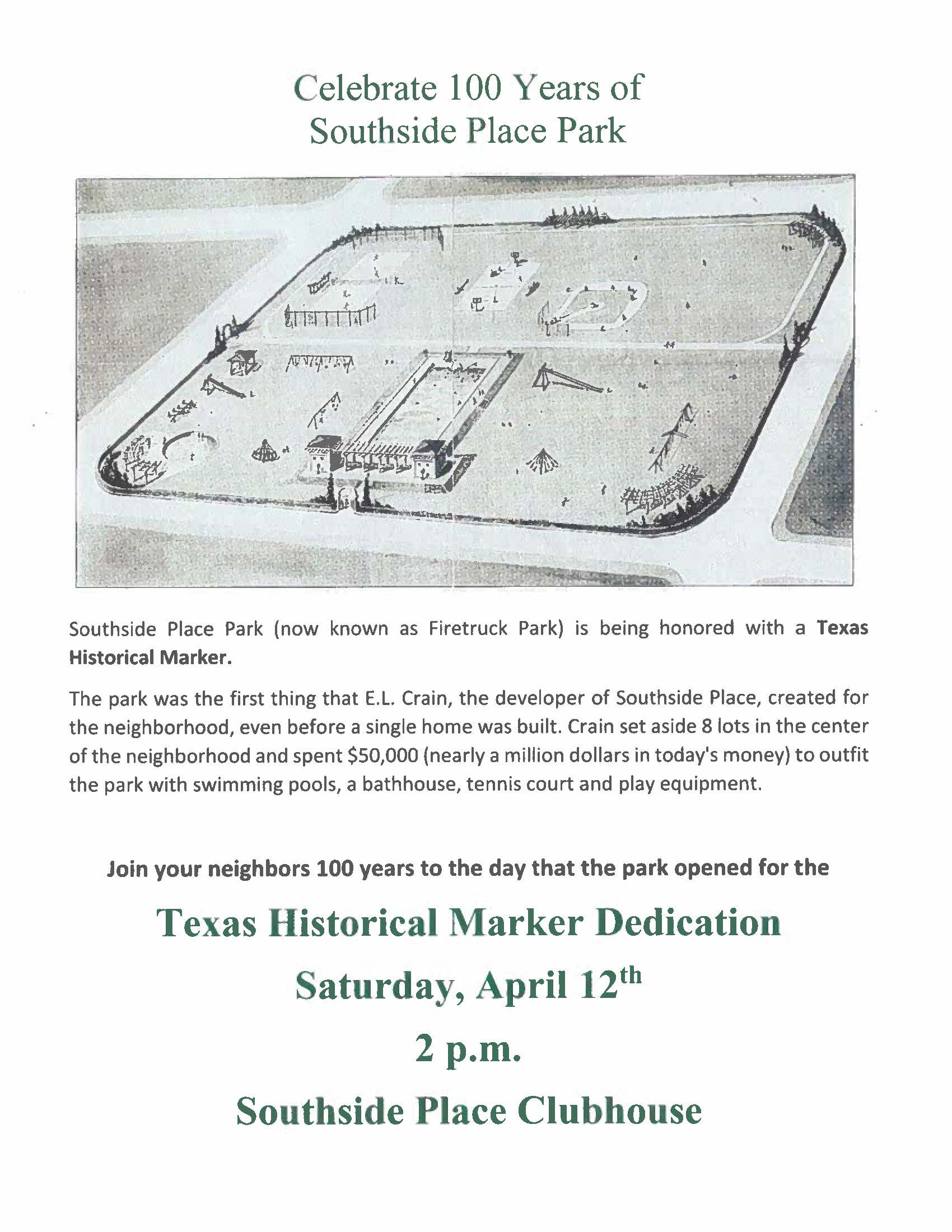 Celebrate 100 Years of Southside Place Park