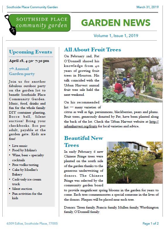 Garden News Volume 1 Issue 1 2019 Page 1